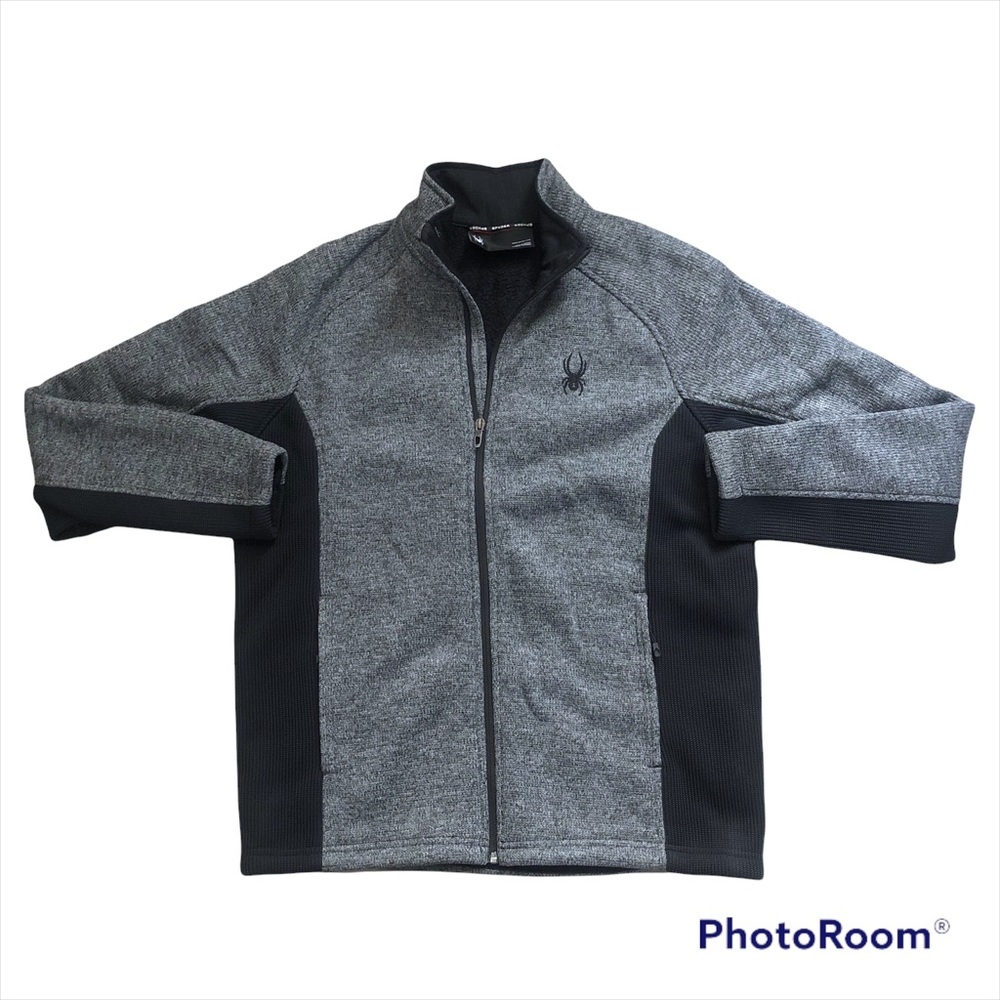 Spyder Men's Foremost Full-Zip Grey and Black Knit Heavy Weight Jacket